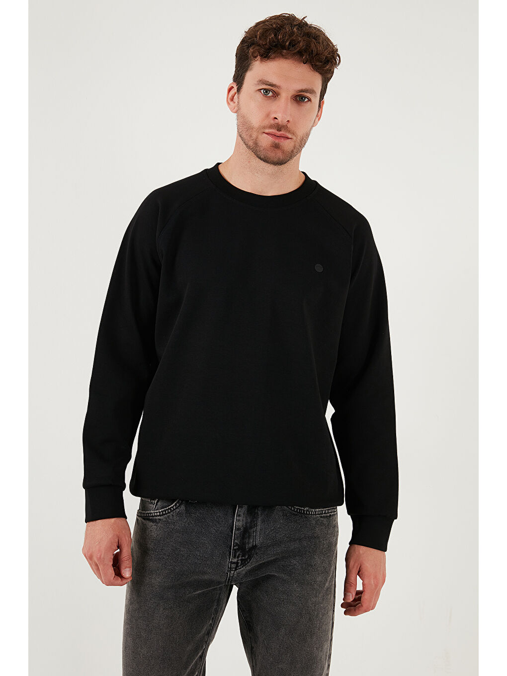 Siyah Streç Pamuklu Relaxed Fit Bisiklet Yaka 2'li Paket Sweat 5901210S2-1