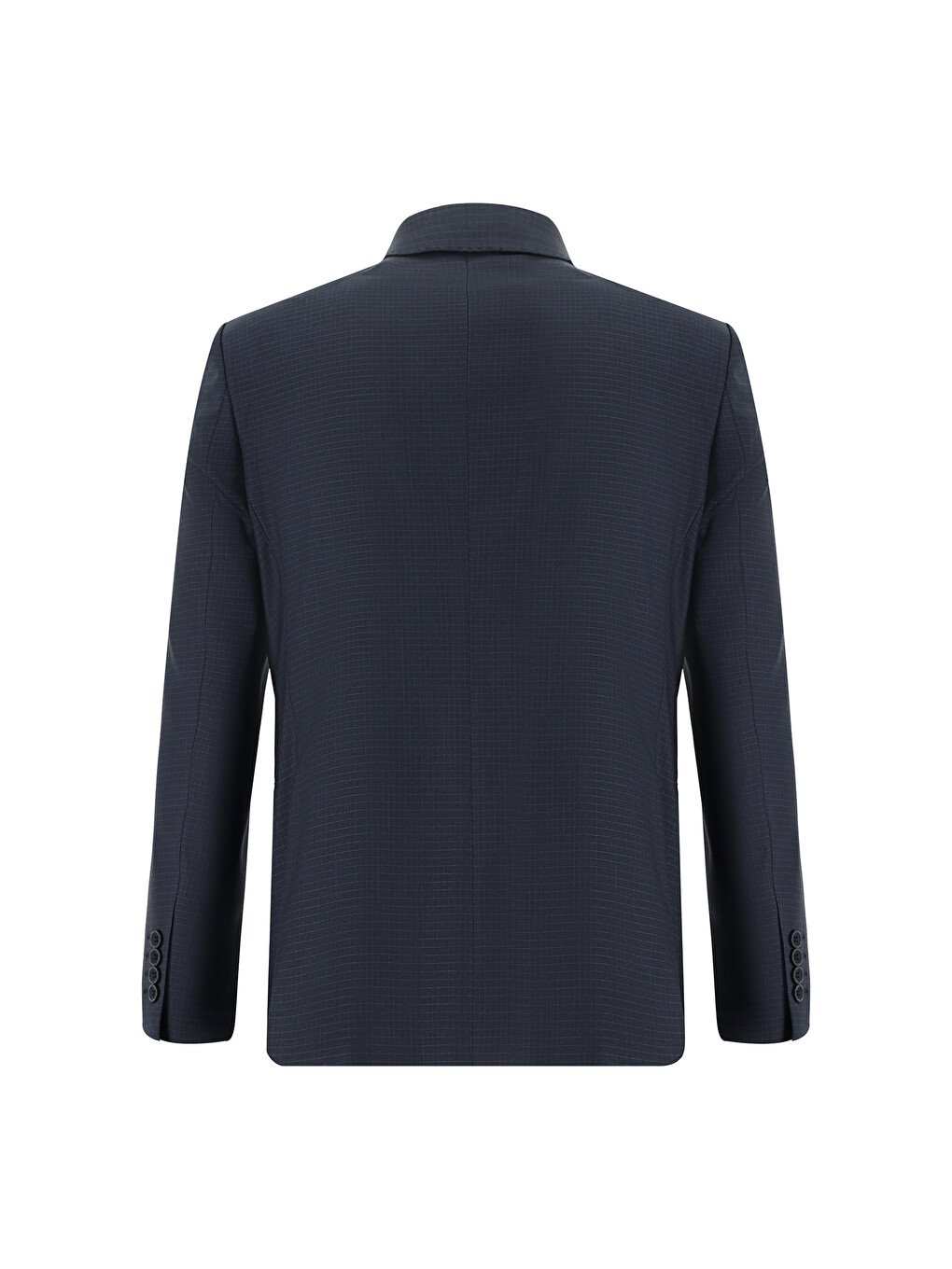 Lacivert Slim Fit Dar Kesim Klasik Ekose Takım Elbise-2