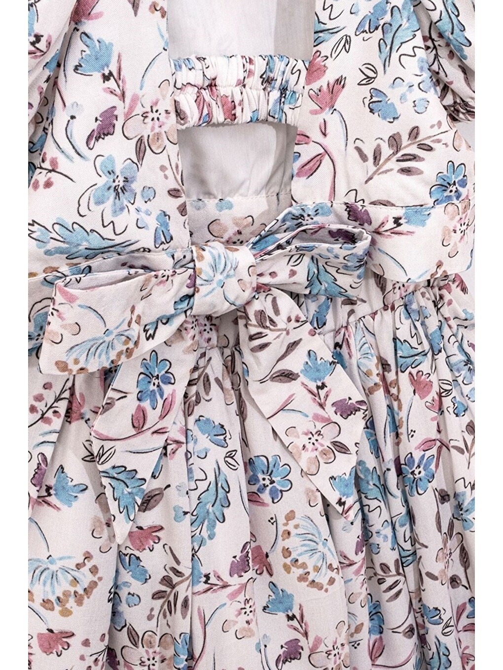 Mor Kız Çocuk Çiçek Desenli Crop Bluz Ve Kat Kat Uzun Etek Takımı 2'Li Yazlık Set-4