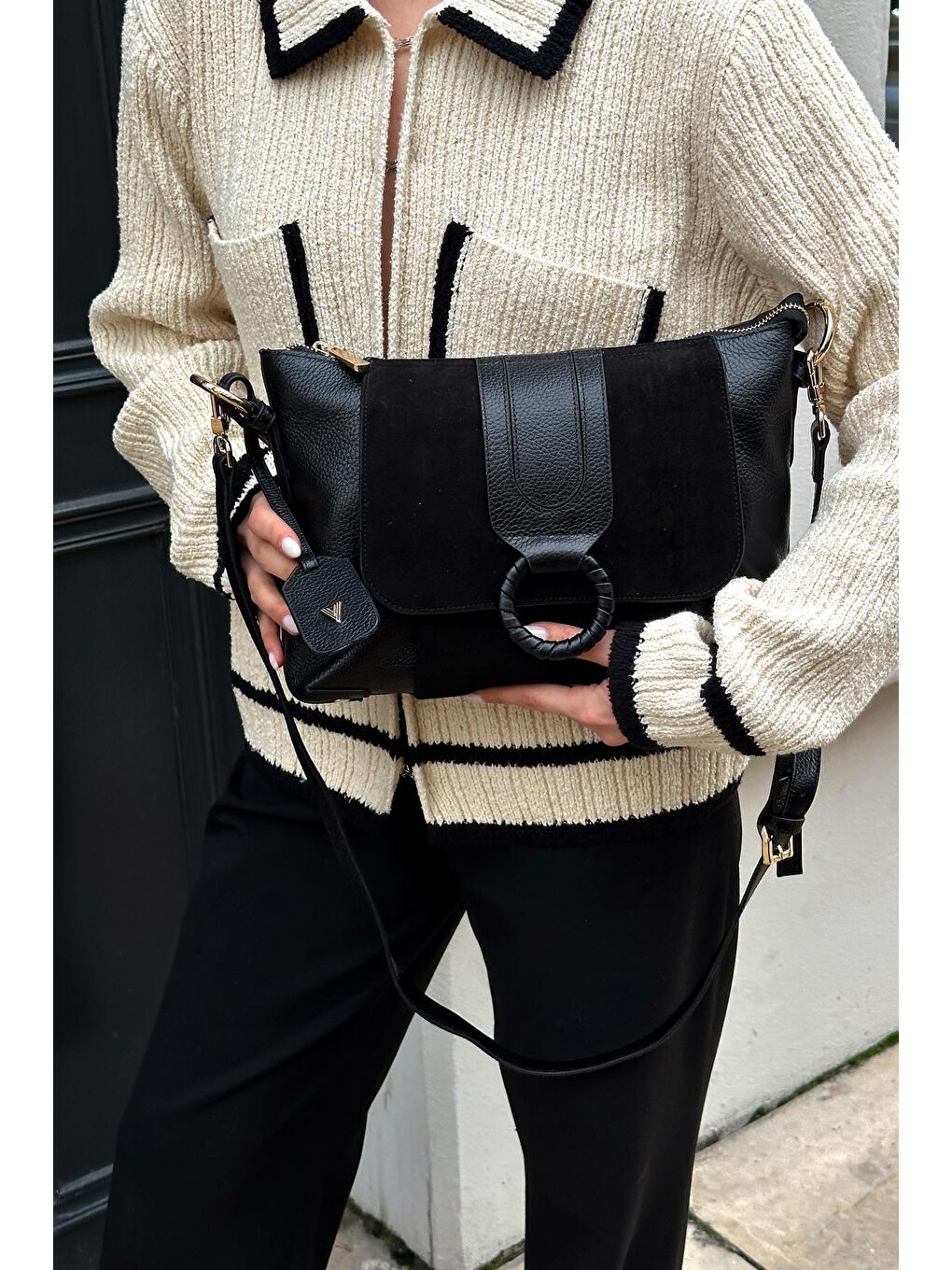 Hermosa Deri Omuz Çantası Siyah-2