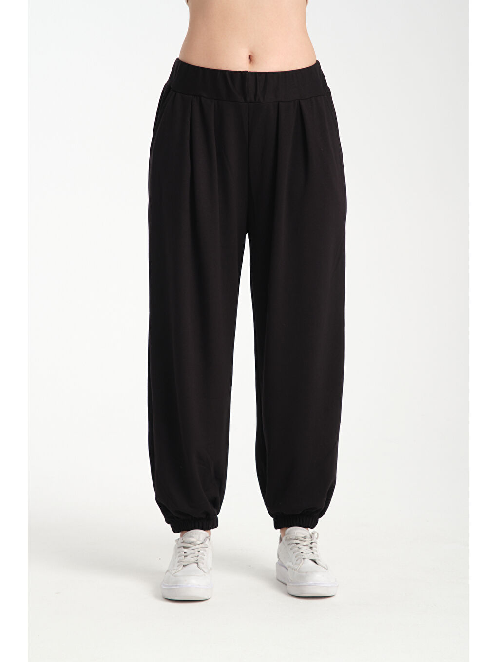 Siyah Kadın Beli Lastili Şalvar MG 1021