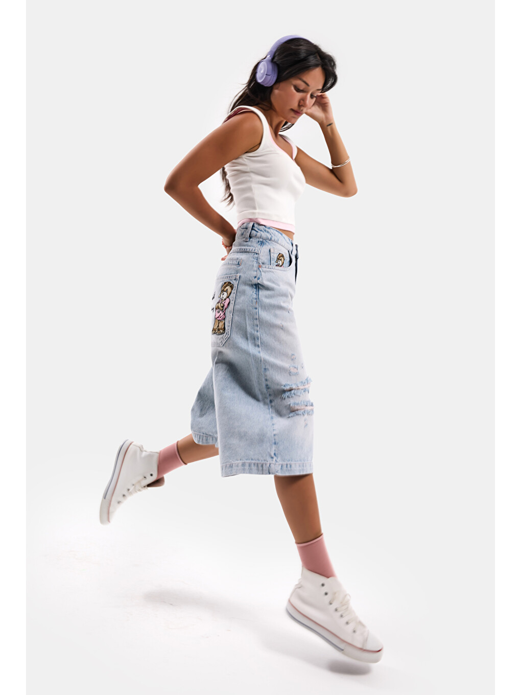 Mavi Kadın Ice 12s6-89 Baggy Fit Maxi Denim Tasarım Bermuda Şort-3