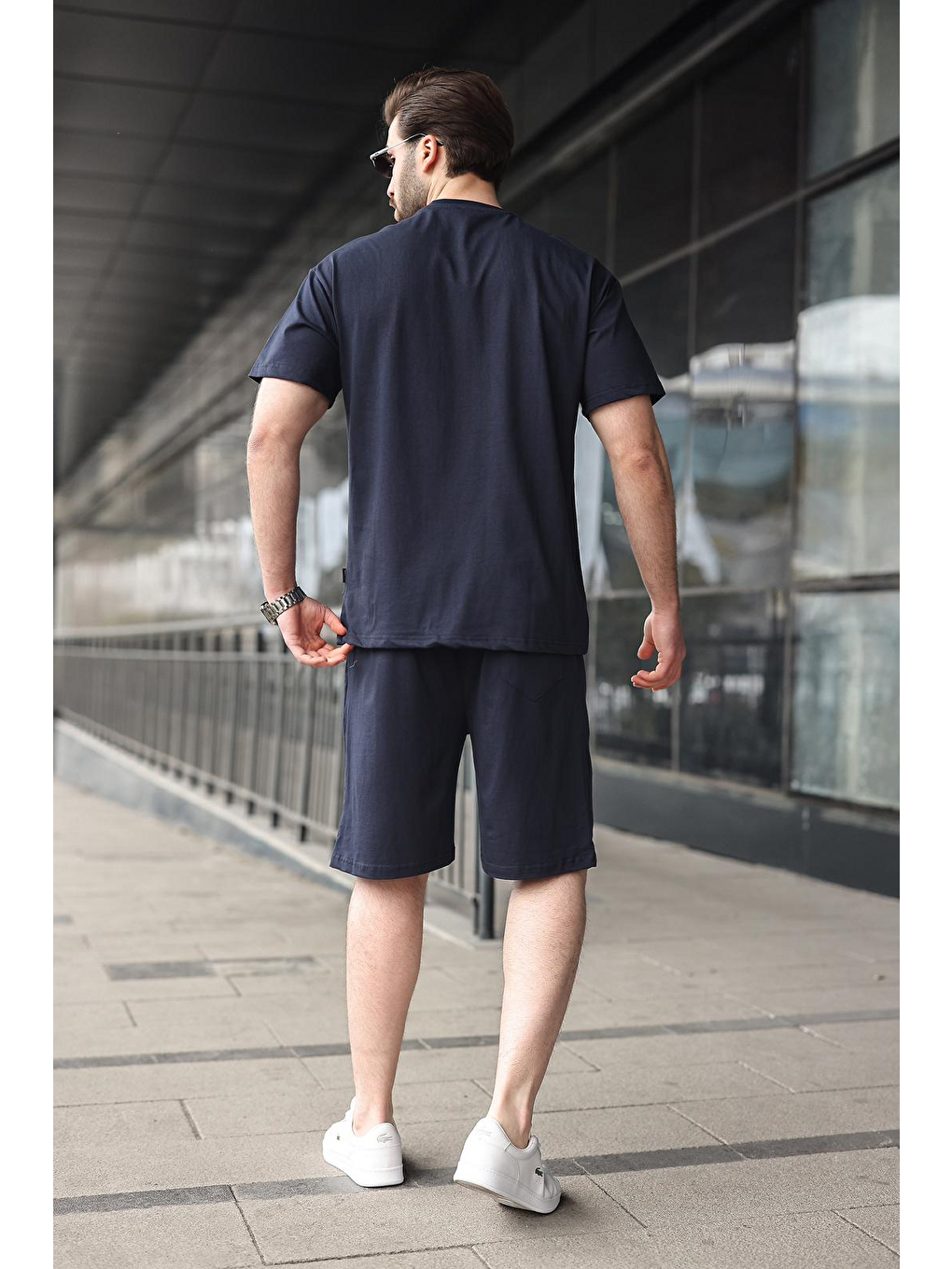 Lacivert Erkek Şort T-Shirt Takım E7347-3