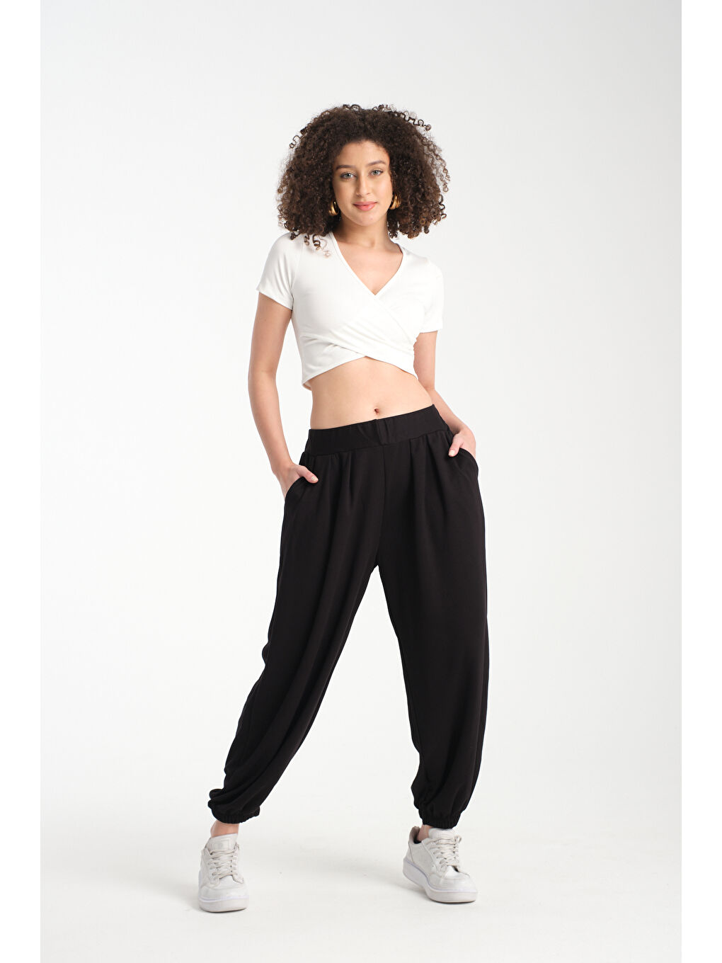 Siyah Kadın Beli Lastili Şalvar MG 1021-1