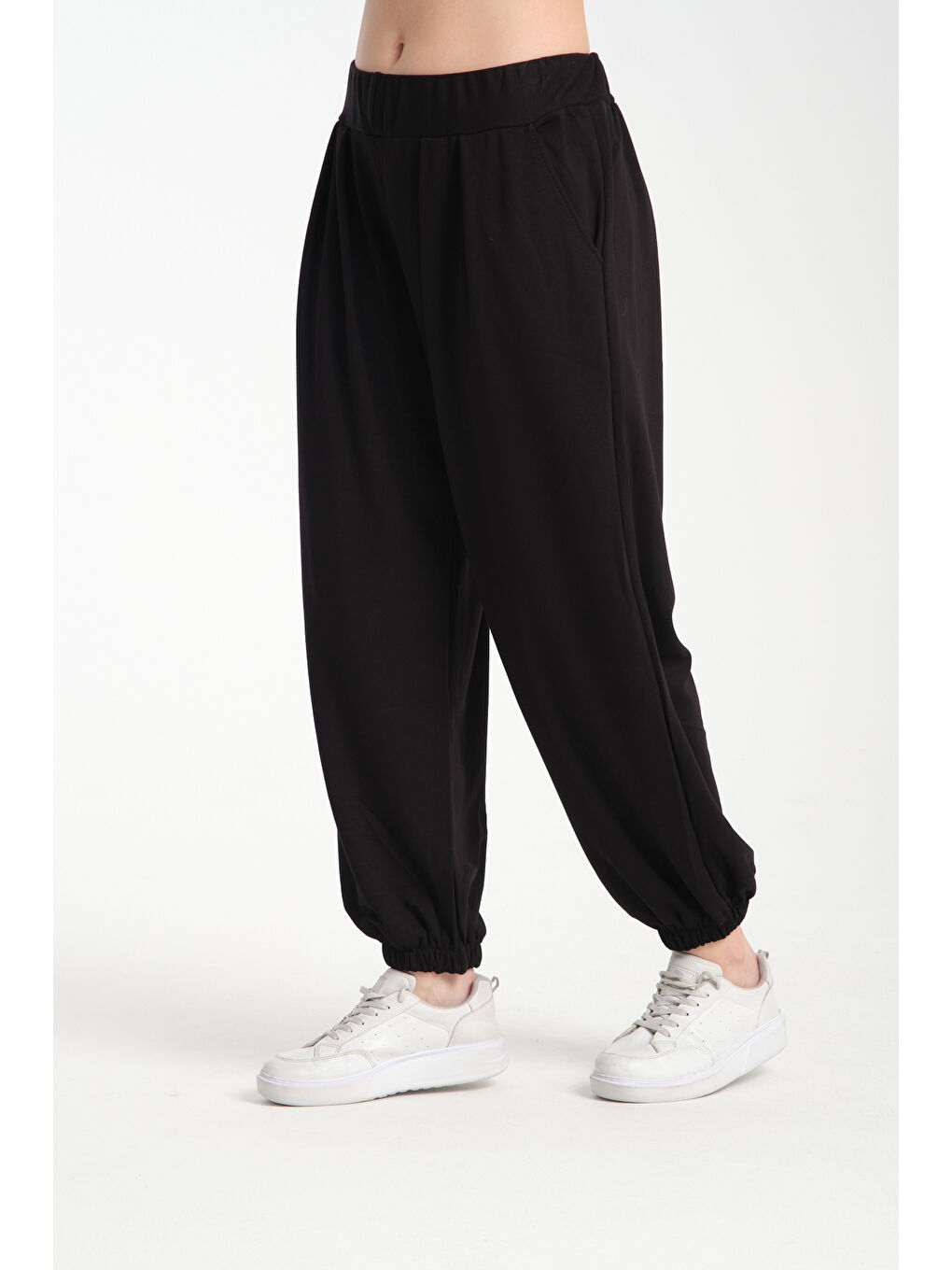 Siyah Kadın Beli Lastili Şalvar MG 1021-2