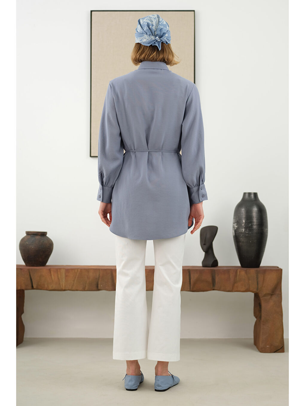 Lila Rüzgarlıklı Modal Gömlek Lavanta Mavi-2