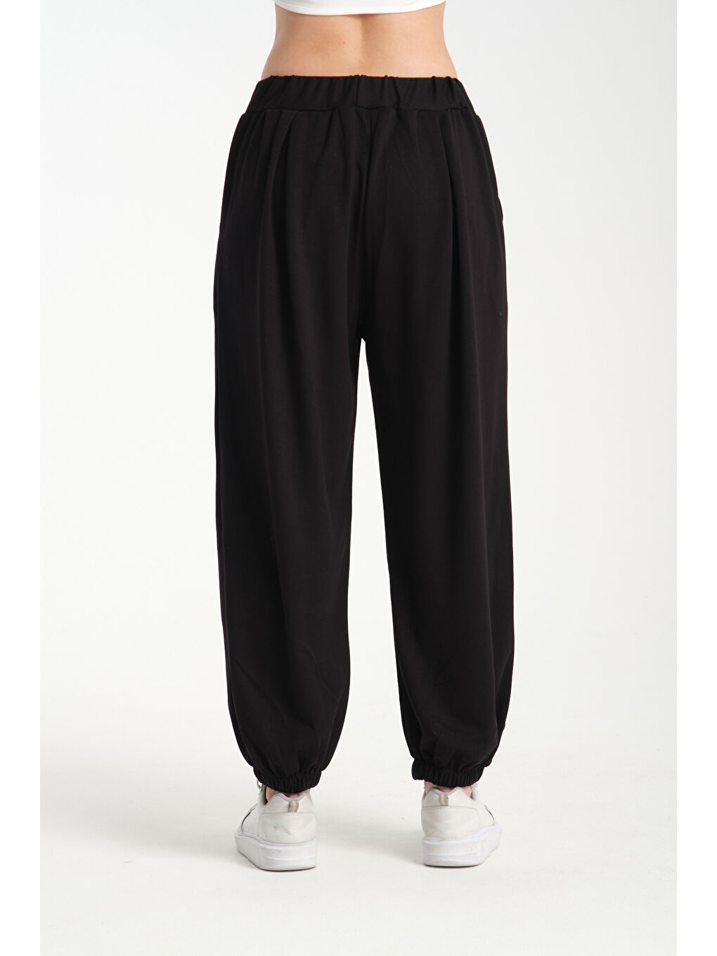 Siyah Kadın Beli Lastili Şalvar MG 1021-3