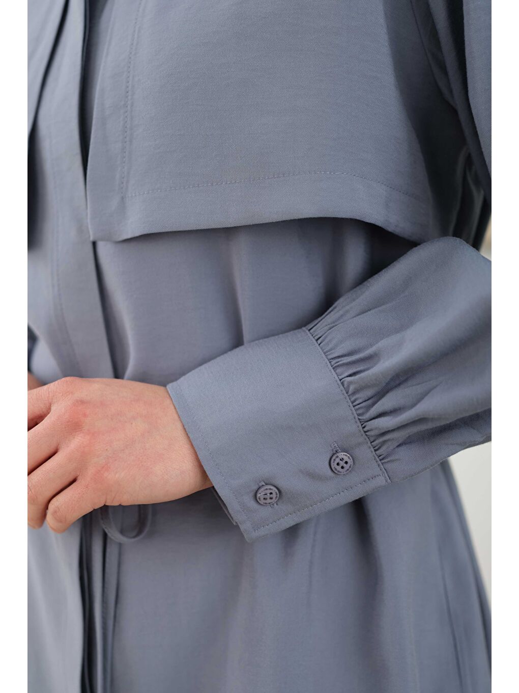 Lila Rüzgarlıklı Modal Gömlek Lavanta Mavi-4