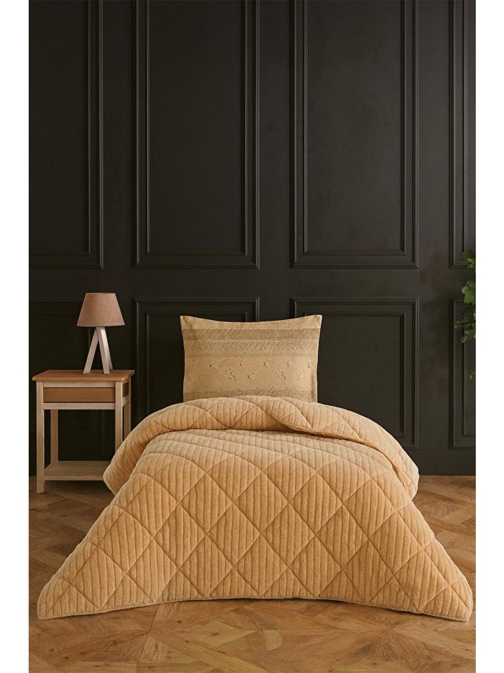 Kahverengi Wellsoft Jakarlı Uyku Seti 3 Parça Tek Kişilik Cappucino