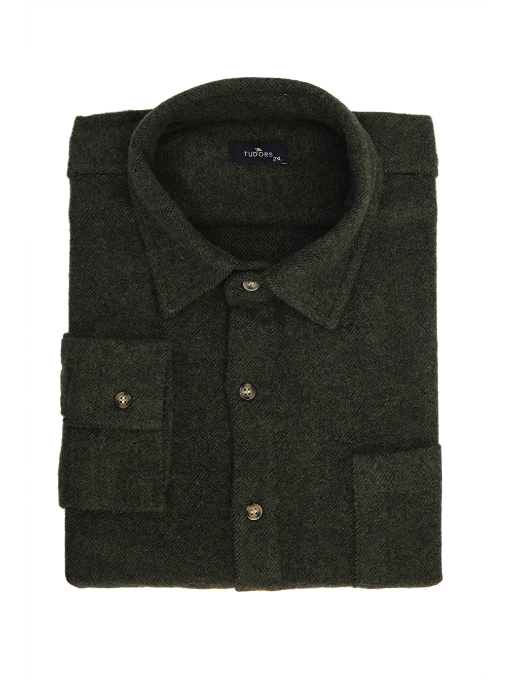 Erkek Big Size Büyük Beden Oduncu Tek Cepli Kareli Haki Kışlık Gömlek