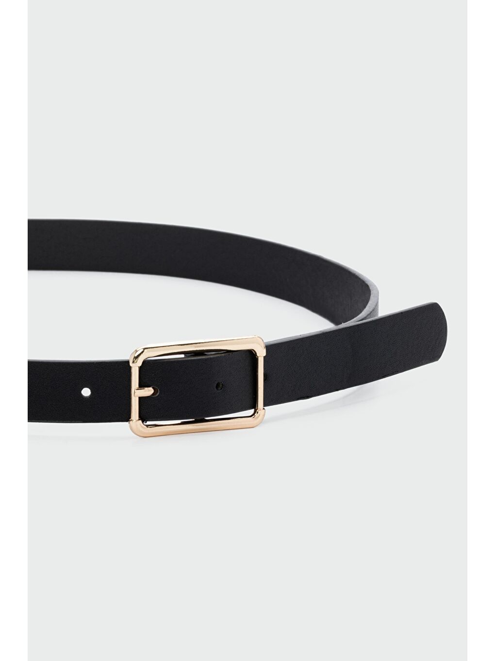 Dikdörtgen Tokalı Klasik Suni Deri Kemer Siyah-1