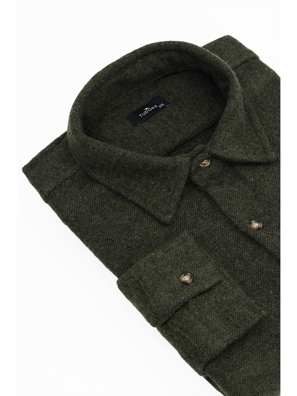 Erkek Big Size Büyük Beden Oduncu Tek Cepli Kareli Haki Kışlık Gömlek-1