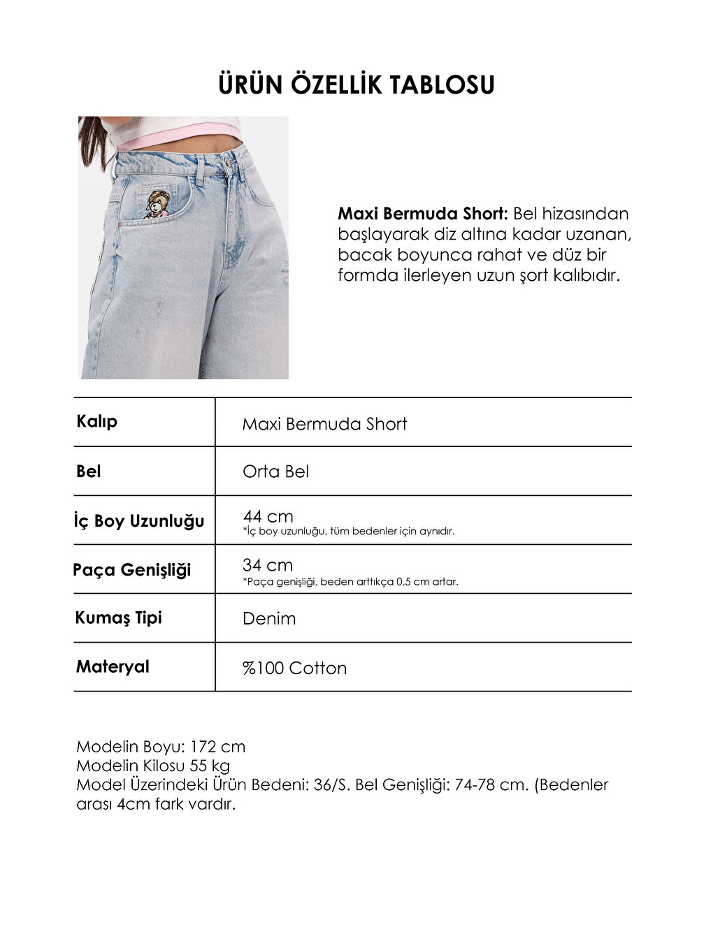 Mavi Kadın Ice 12s6-89 Baggy Fit Maxi Denim Tasarım Bermuda Şort-5