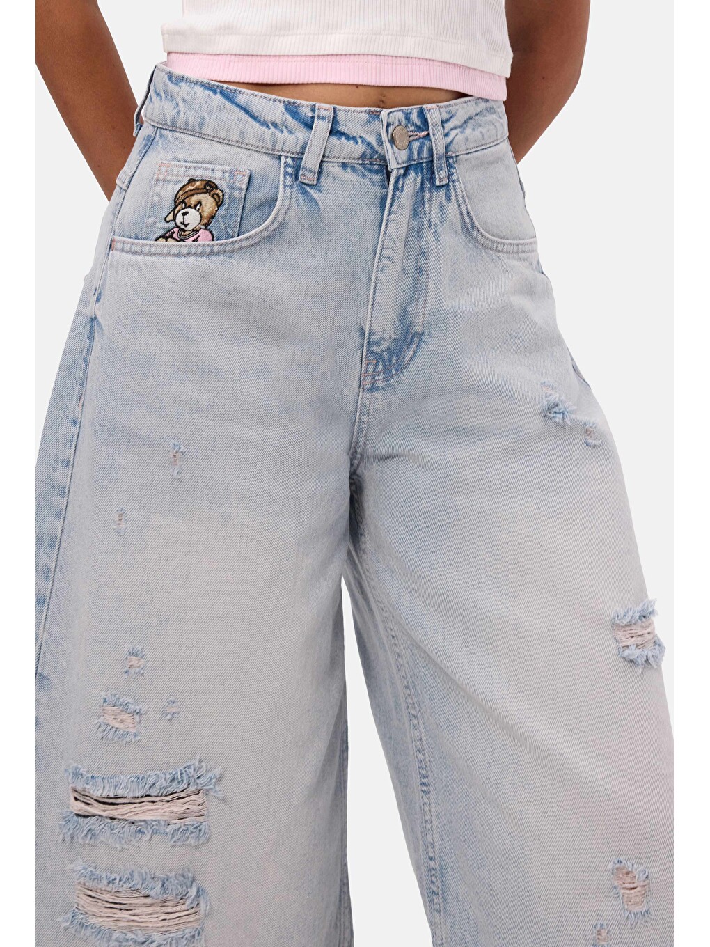 Mavi Kadın Ice 12s6-89 Baggy Fit Maxi Denim Tasarım Bermuda Şort-6