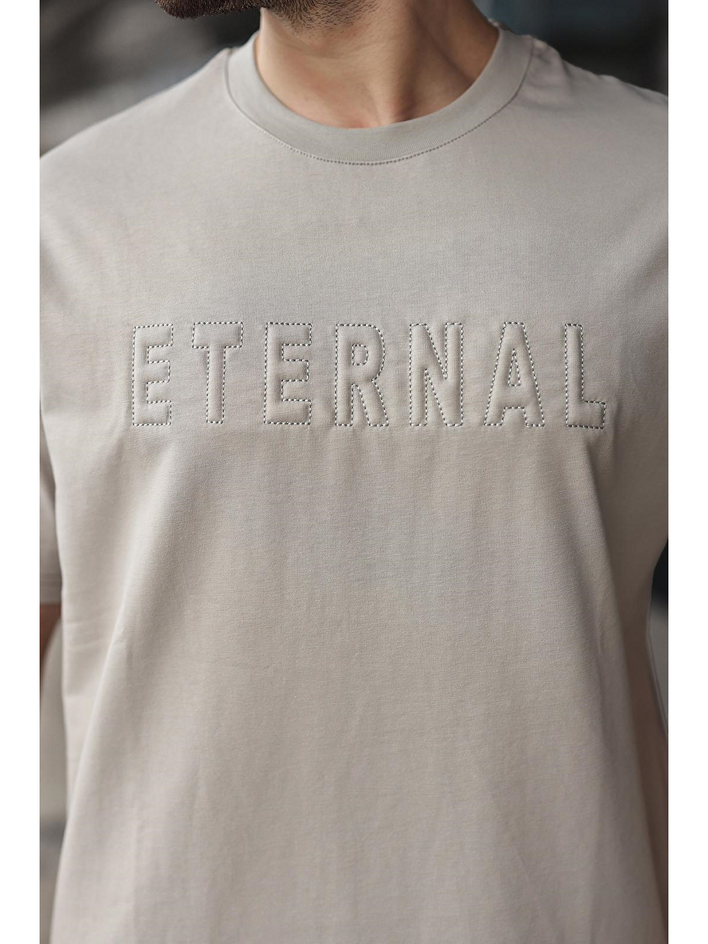 Boyalı Gri Erkek Şort T-Shirt Takım E7347-5