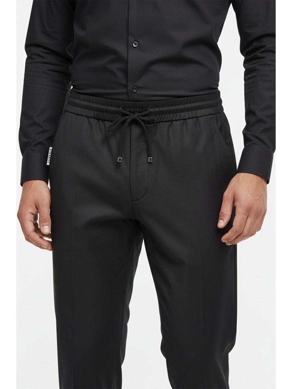 Giotelli Erkek Siyah Dar Kesim Slim Fit Yünlü Bel Lastikli Jogger Pantolon-3