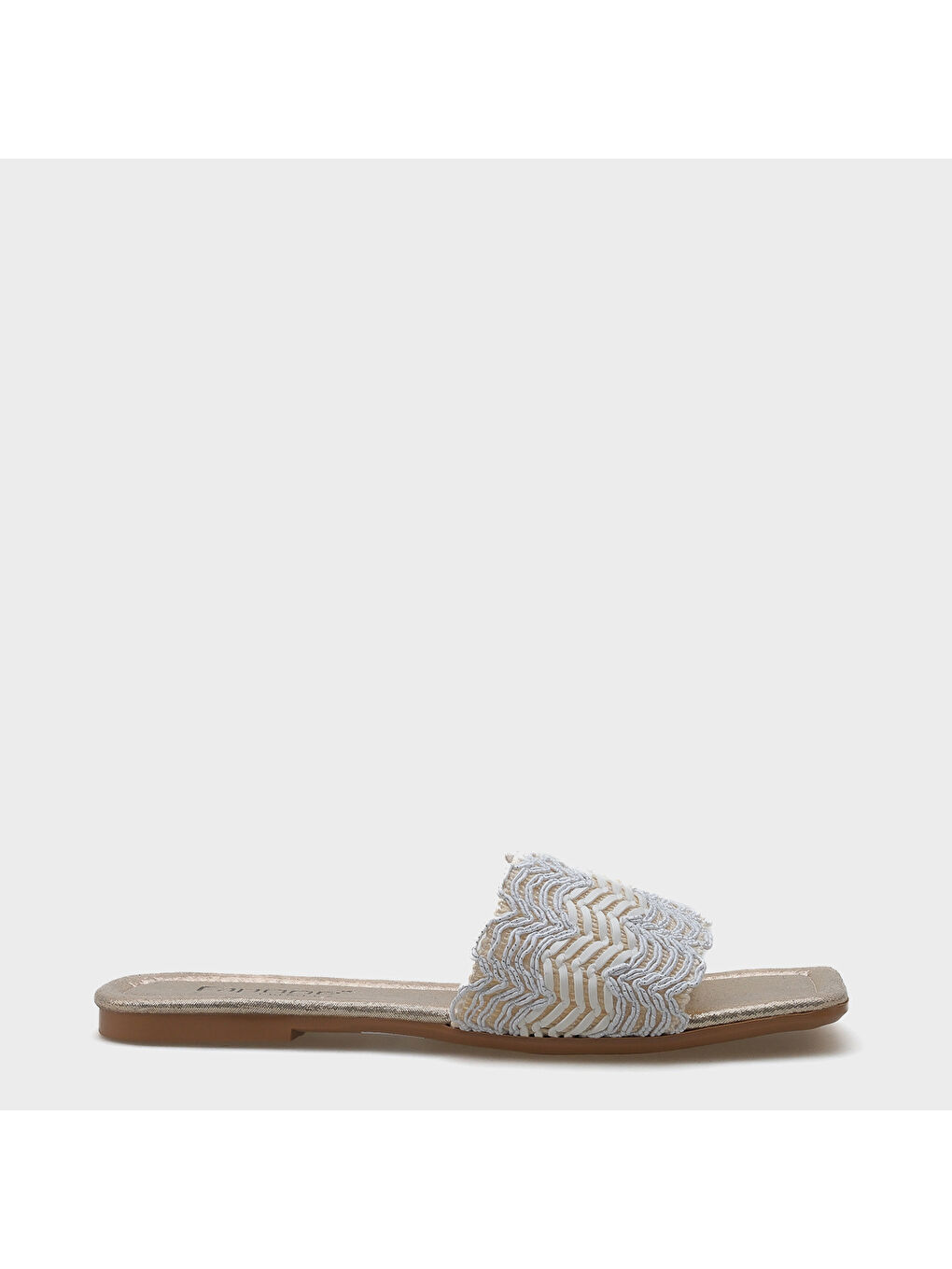 Beyaz Katya Düz Topuklu Parlak Küt Burunlu Kadın Terlik