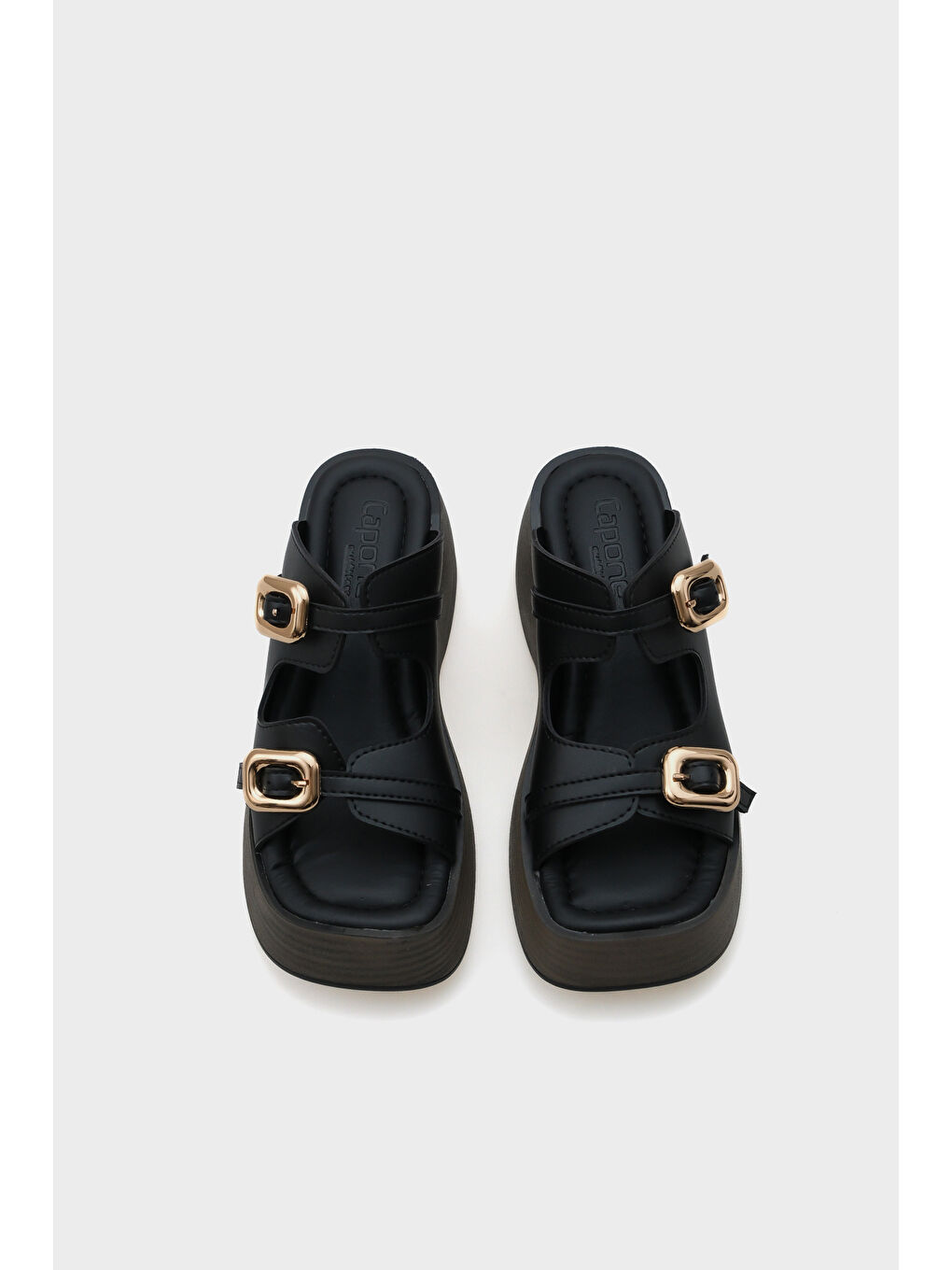 Siyah Masha Dolgu Topuklu Çift Tokalı Kadın Terlik-5