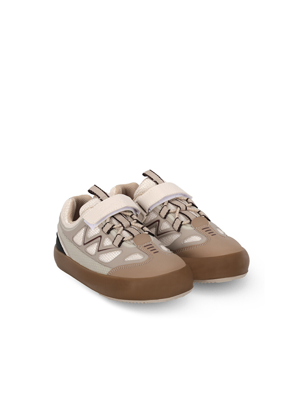 Kahverengi KAJU F Unisex Çocuk Cırt Cırtlı Bej / Kahve Günlük Spor Ayakkabısı-1