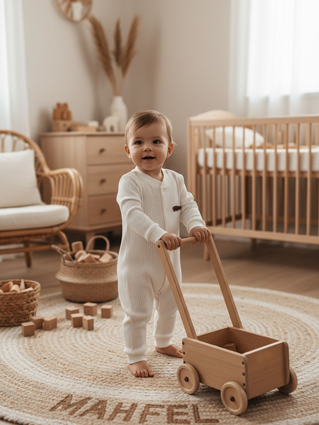 Ekru %100 Pamuklu Fitilli Bebek Tulum Salopet EKRU-2