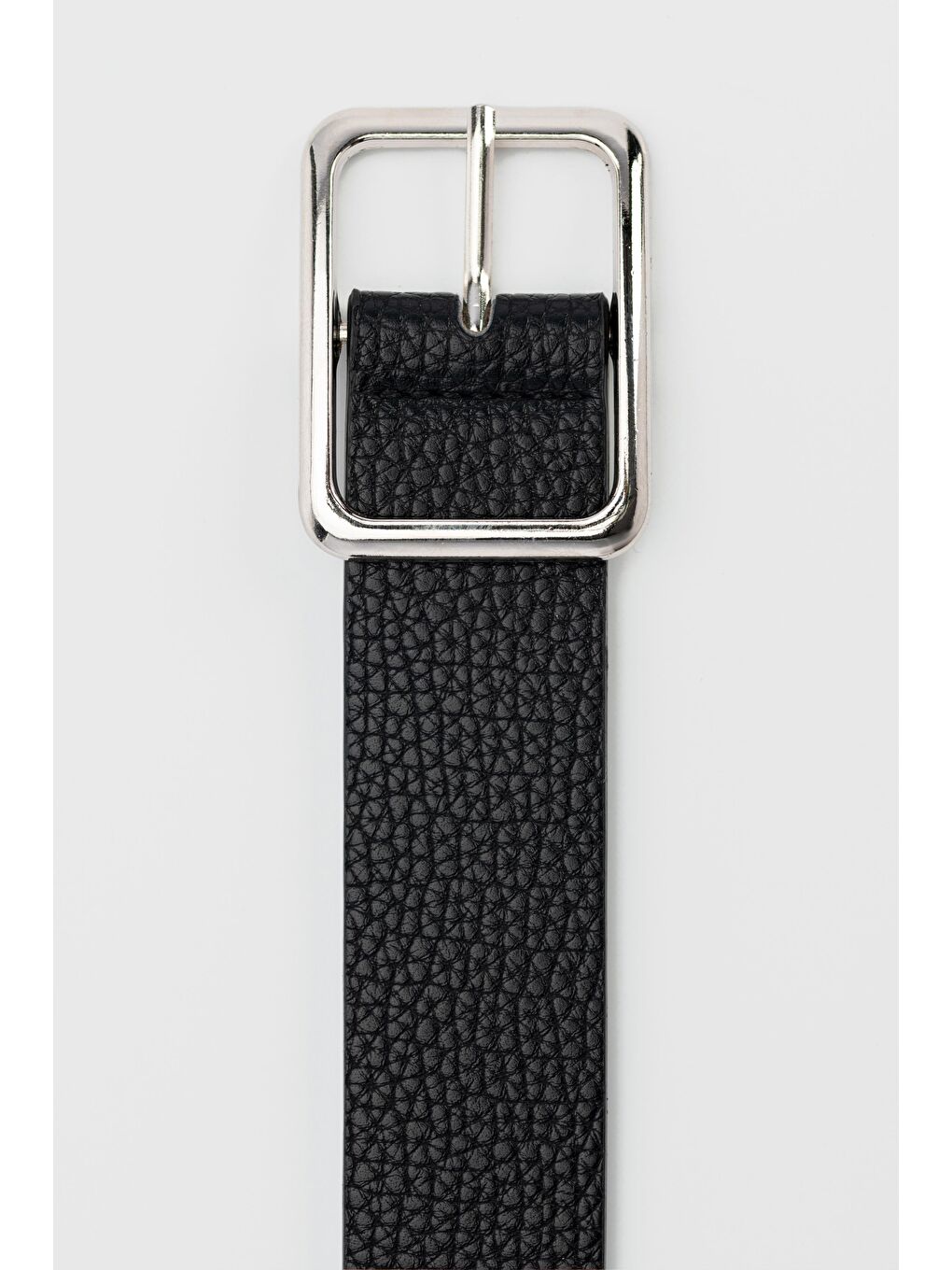 Dikdörtgen Tokalı Tırtıklı Suni Deri Kemer Siyah-2