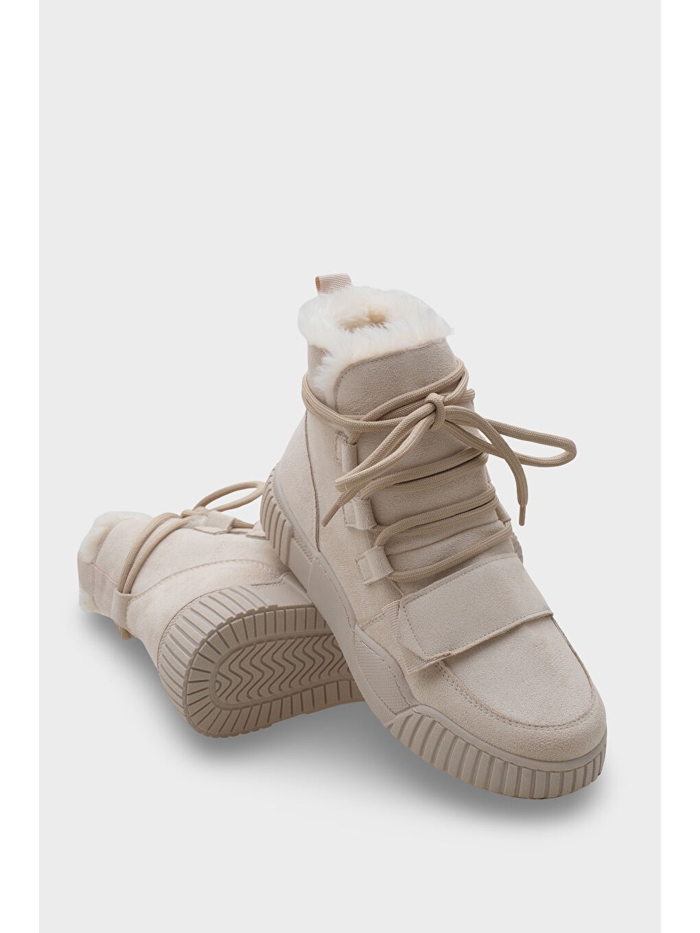 Bej Sharron Kürklü Kadın Spor Bot-1