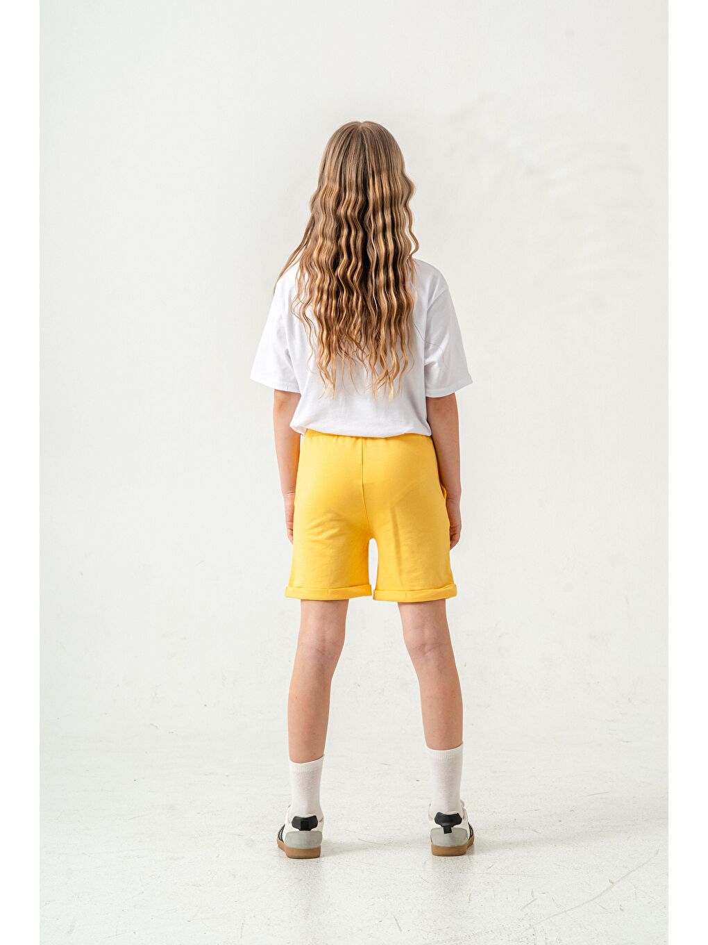 Sarı Always Be Joyful Nakışlı Kız Çocuk Şort-3