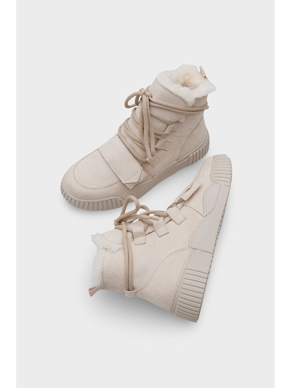 Bej Sharron Kürklü Kadın Spor Bot-5