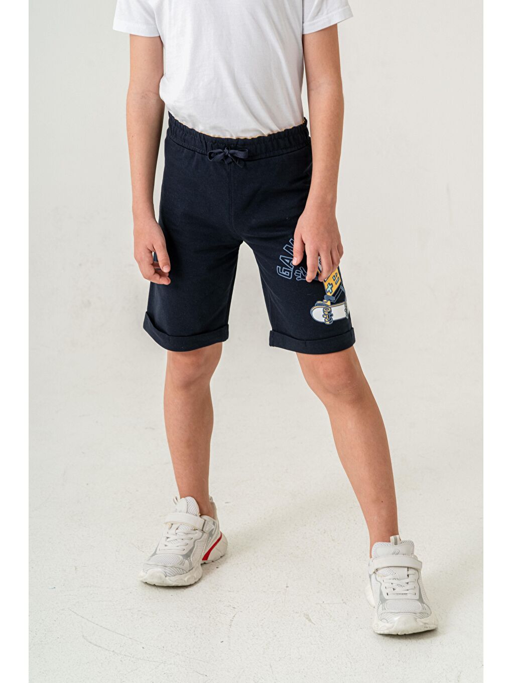 Lacivert Gamer Club Baskılı  Erkek Çocuk Şort-1