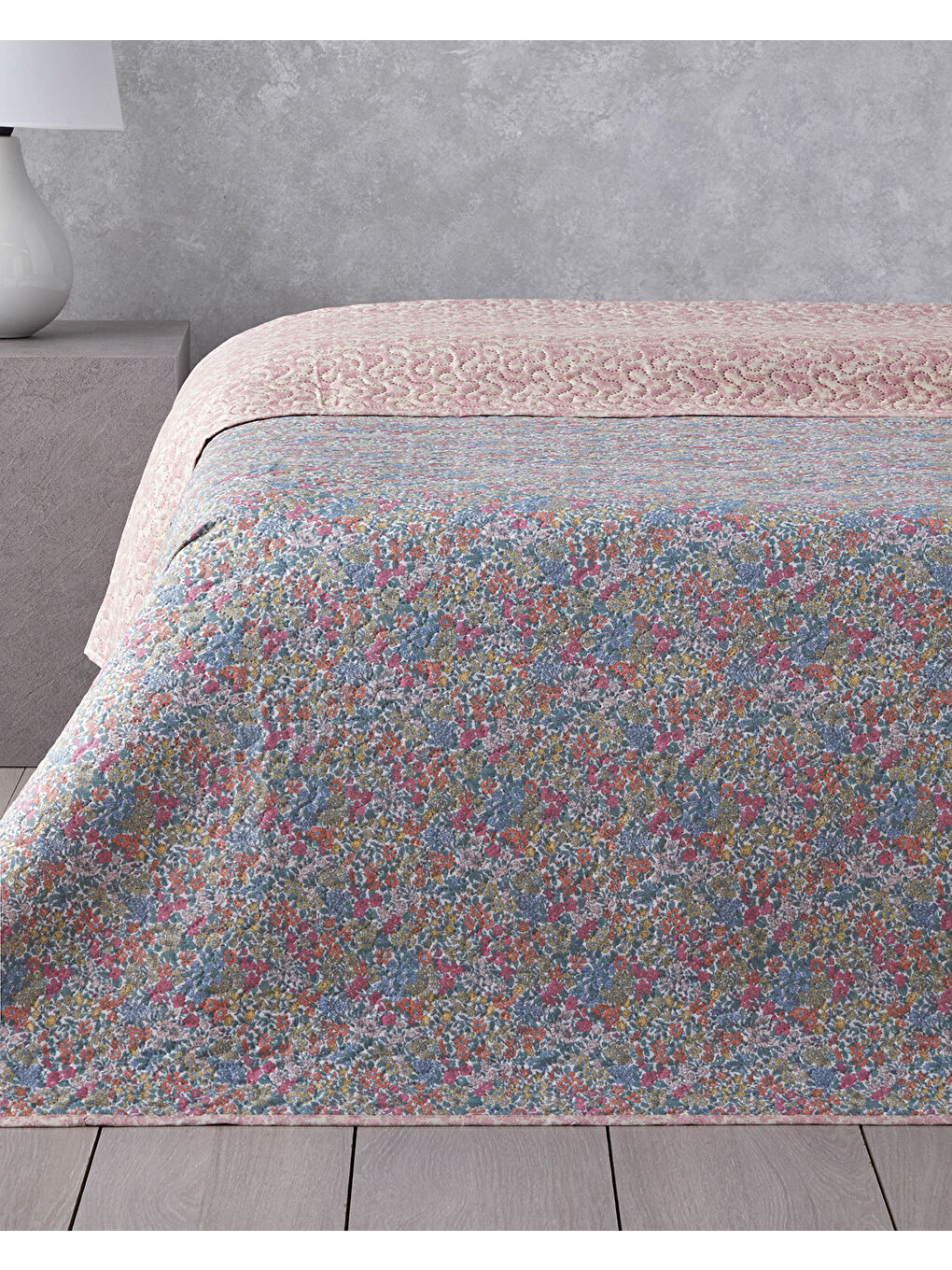 Floral Serenade King Size Çok Amaçlı Örtü 240x220 cm Mavi-2