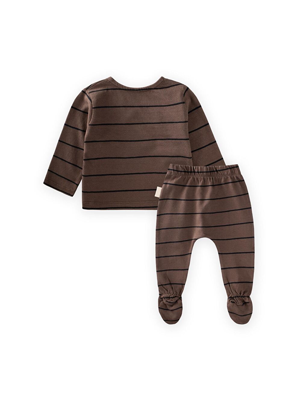 Bej Çizgili Kruvaze Takım 0-6 Ay Vizon Çizgili-1