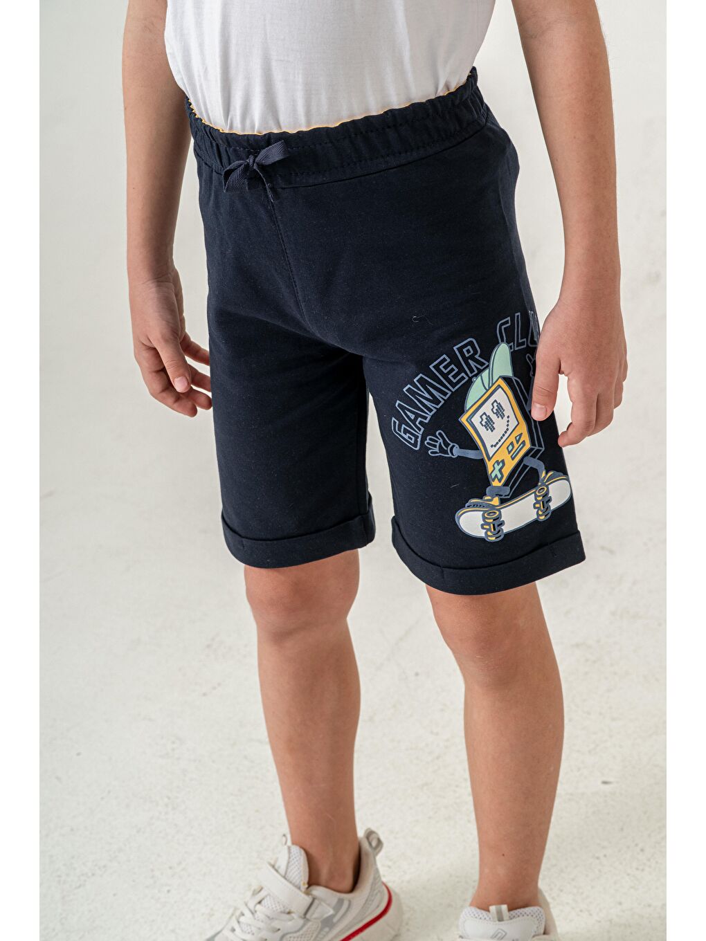 Lacivert Gamer Club Baskılı  Erkek Çocuk Şort-4