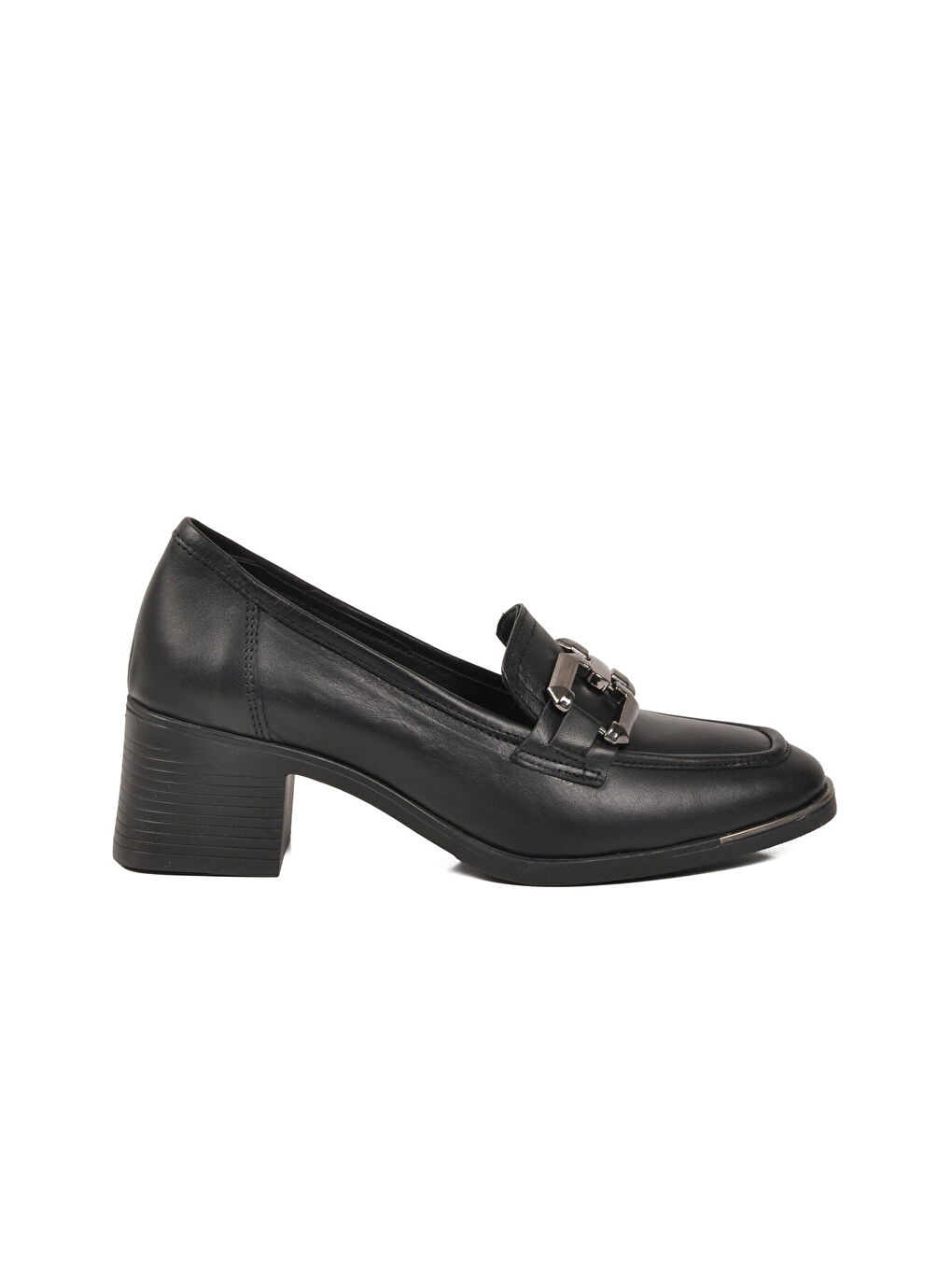 Premium Siyah Hakiki Deri Kadın Topuklu Klasik Ayakkabı 757 Z