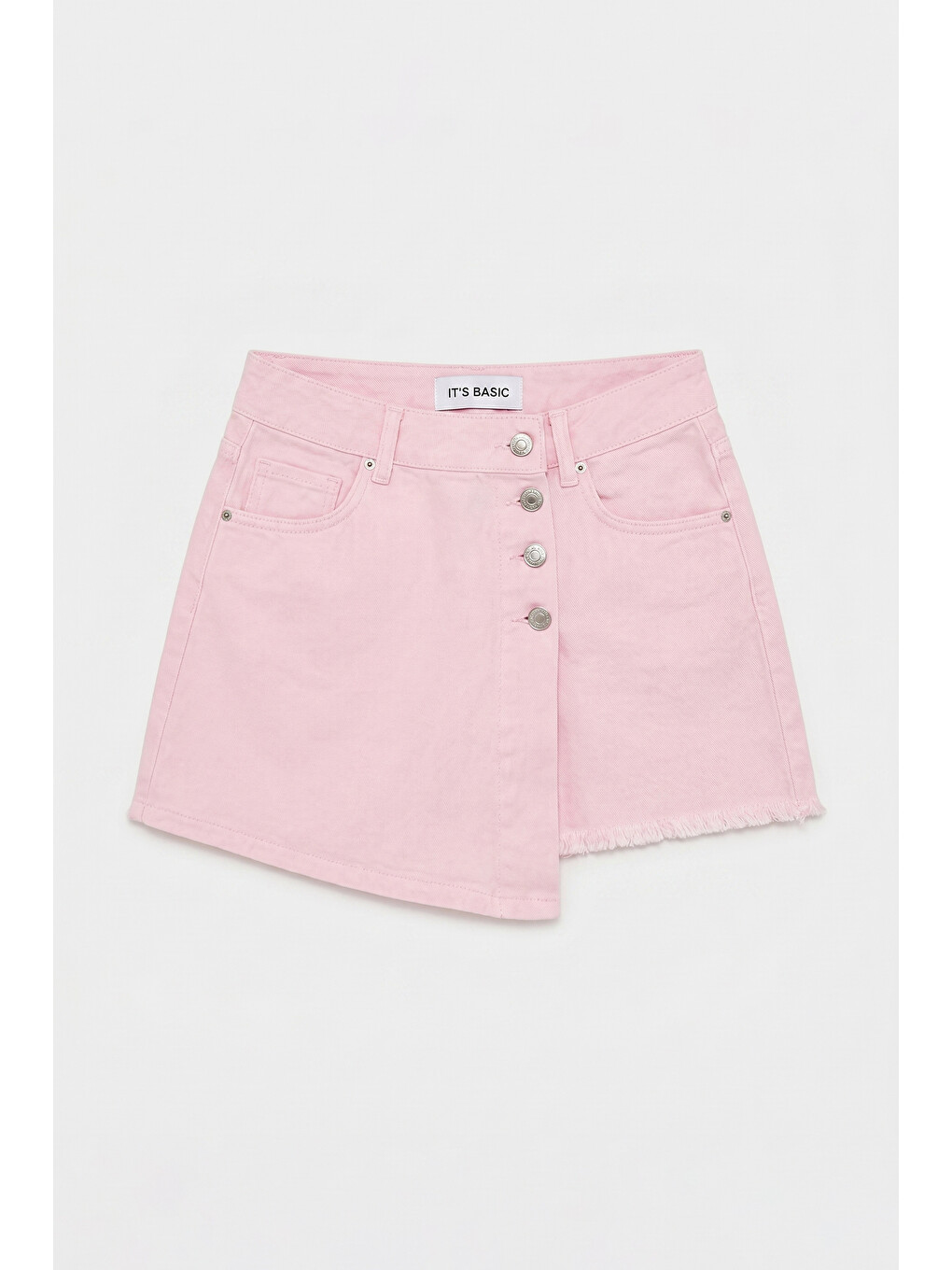 Kadın Pembe 6s6-98 Denim Şort Etek-1