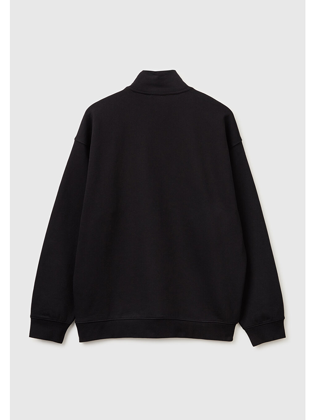 Erkek Siyah  %100 Pamuk Logo Detaylı Fermuarlı Dik Yaka Sweatshirt-1