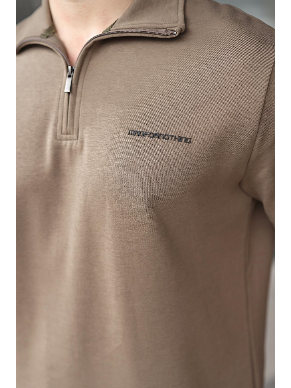 Haki Yarım Fermuarlı Polo Yaka T-Shirt Şort Takım E7348-3