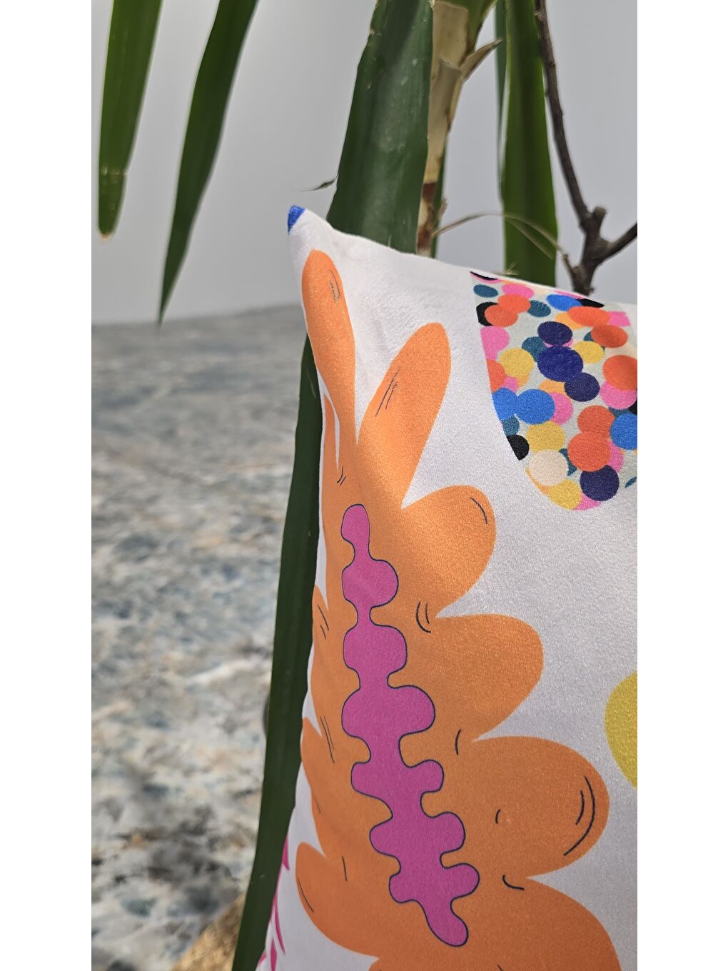 Turuncu Modern Geometrik Desen -Panoroma Düz Renk 3 lü Dekoratif Kırlent Kılıfı-3