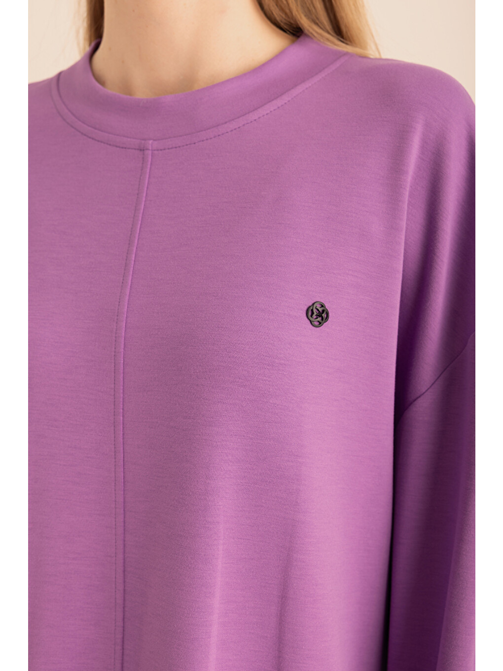 Mor Kup Detaylı Sweatshirt-2