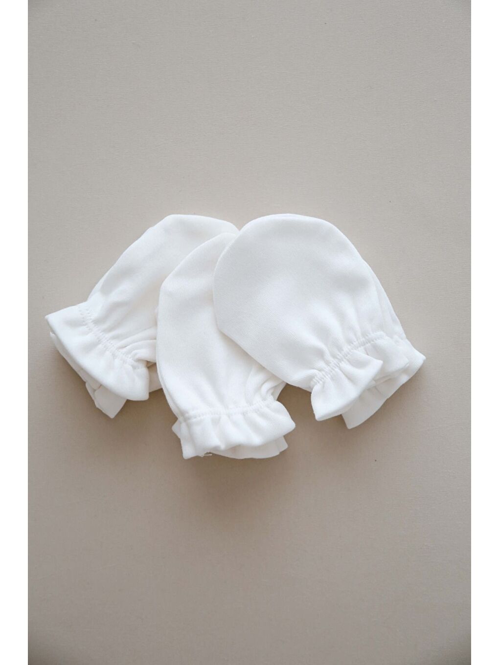 3lü Beyaz Yenidoğan Eldiven Set Model 1