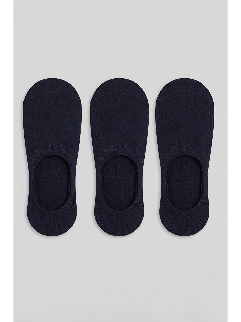 Unisex Bambu Silikonlu Görünmez Babet Çorap 3'lü Set Lacivert