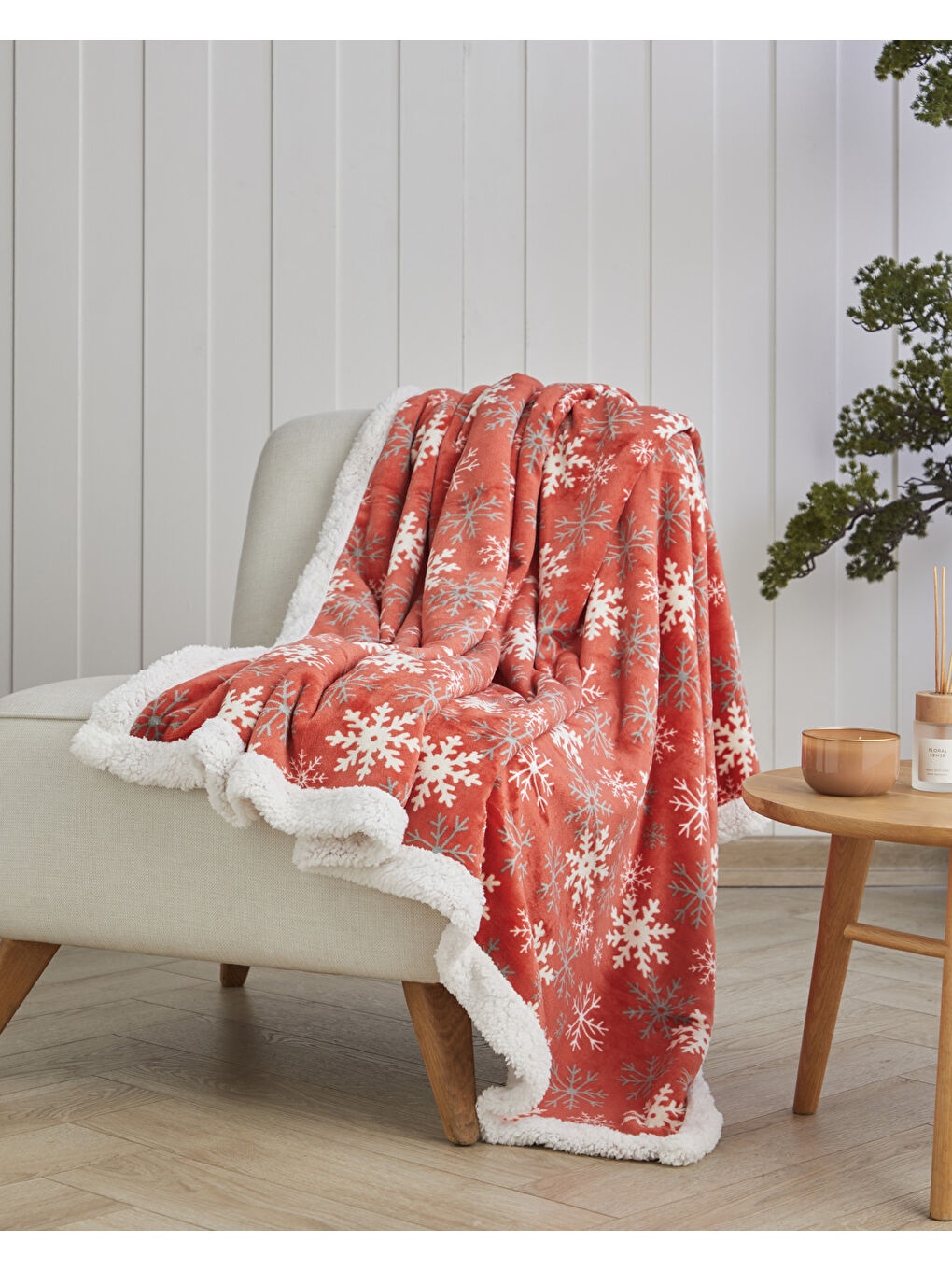 Snowland Koltuk Şalı 120x160 cm Kırmızı-1