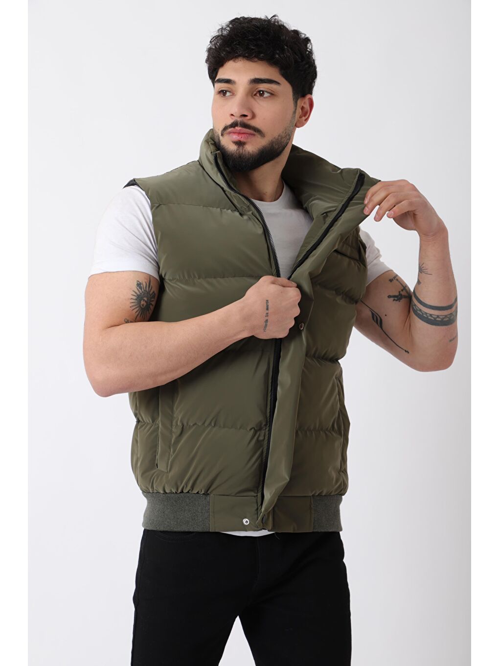 Haki Göğüs Cepli Bel Lastili Nova Yelek BL 1722_60323-2