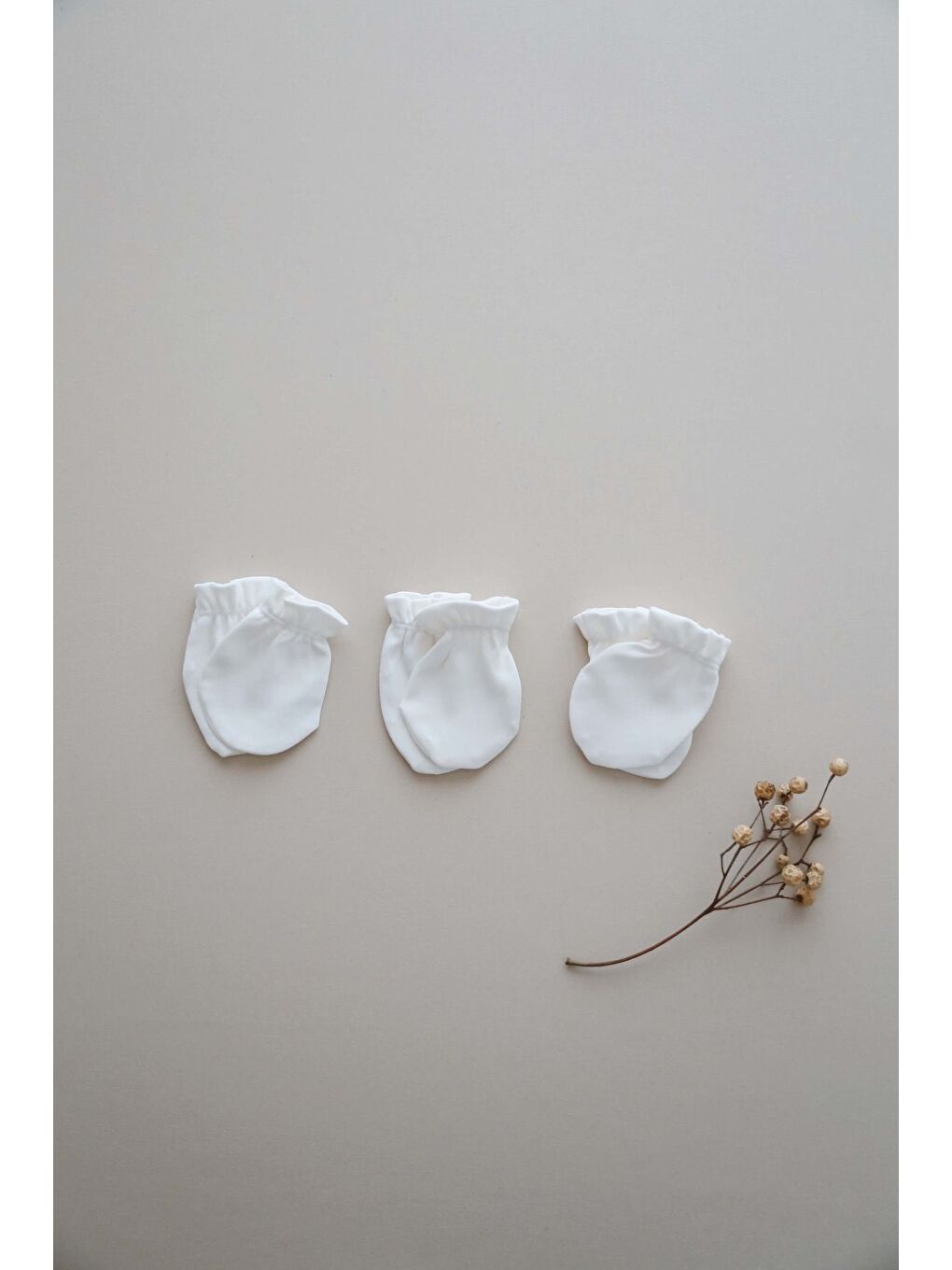 3lü Beyaz Yenidoğan Eldiven Set Model 1-3