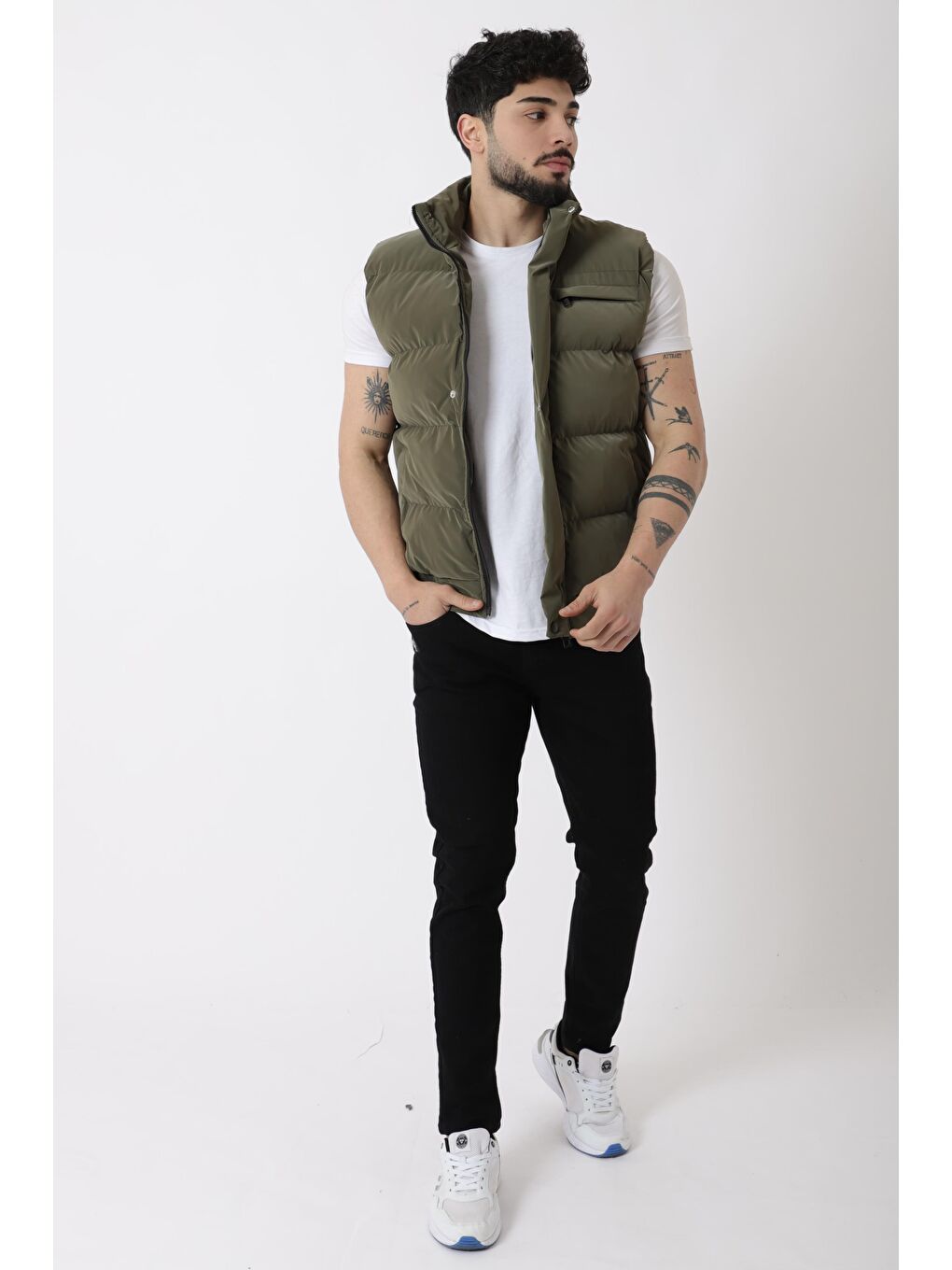 Haki Göğüs Cepli Bel Lastili Nova Yelek BL 1722_60323-3