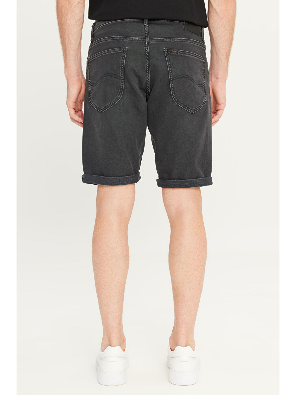 Slim Fit Dar Kesim Yüksek Bel Koyu Antrasit Pamuklu Esnek Şort-3