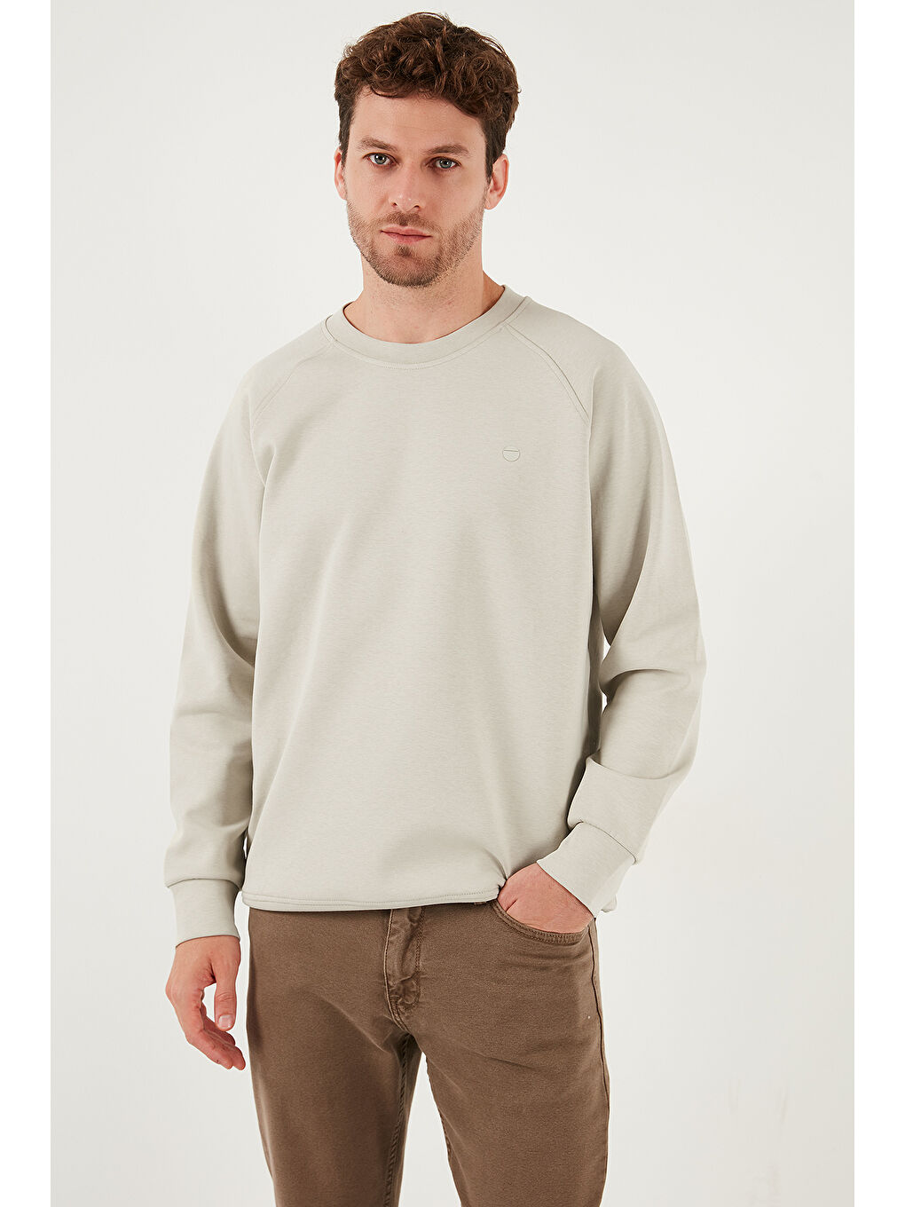 Haki Streç Pamuklu Relaxed Fit Bisiklet Yaka 2'li Paket Sweat 5901210S2-1