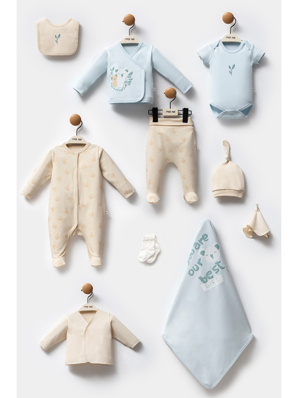Mavi Erkek Bebek Organik Koala 10'Lu Hastane Çıkış Set