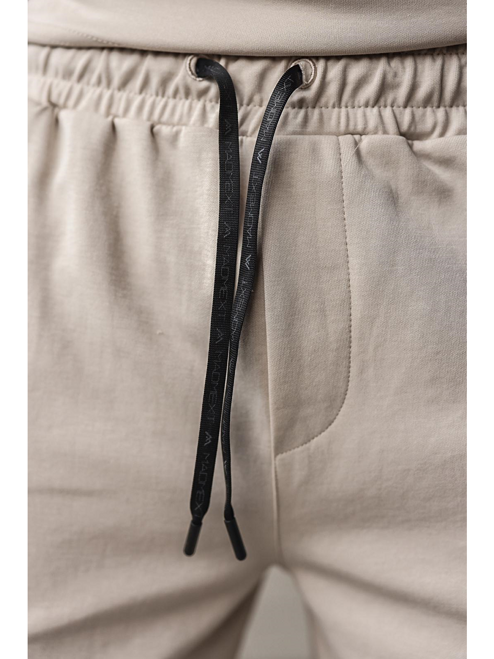 Bej Yarım Fermuarlı Polo Yaka T-Shirt Şort Takım E7348-5