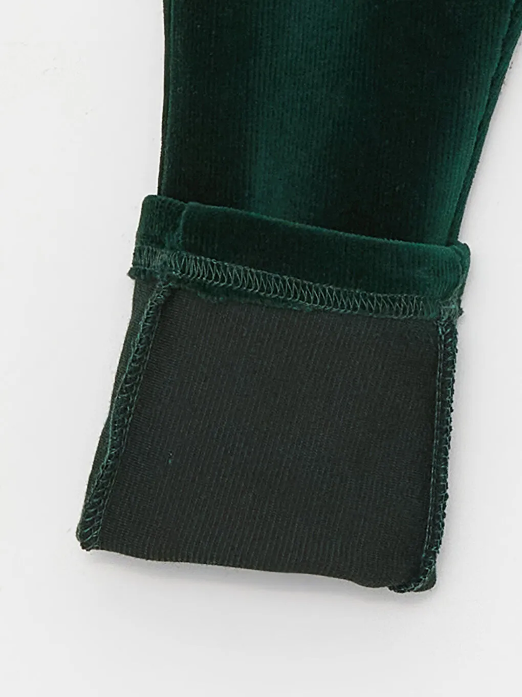 Yeşil Beli Lastikli Kız Bebek Kadife Pantolon-2