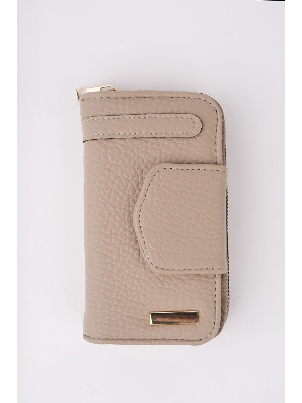 Bej CHEKO Bozuk & Kağıt Para Bölmeli Fermuarlı Kartlık Kadın Cüzdan-1